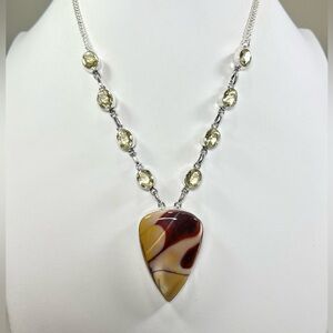 925 Overlay Beautiful Mookaite Jasper Large Stone 925 Gemstone Necklace